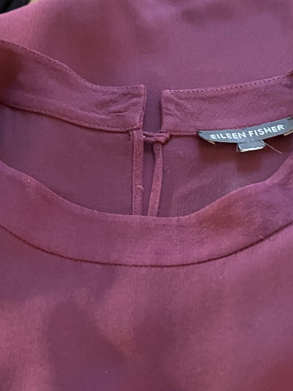 Eileen Fisher 100% Silk Crepe Dress Aubergine Purple Sleeveless Minimalist L/XL - Picture 3 of 7